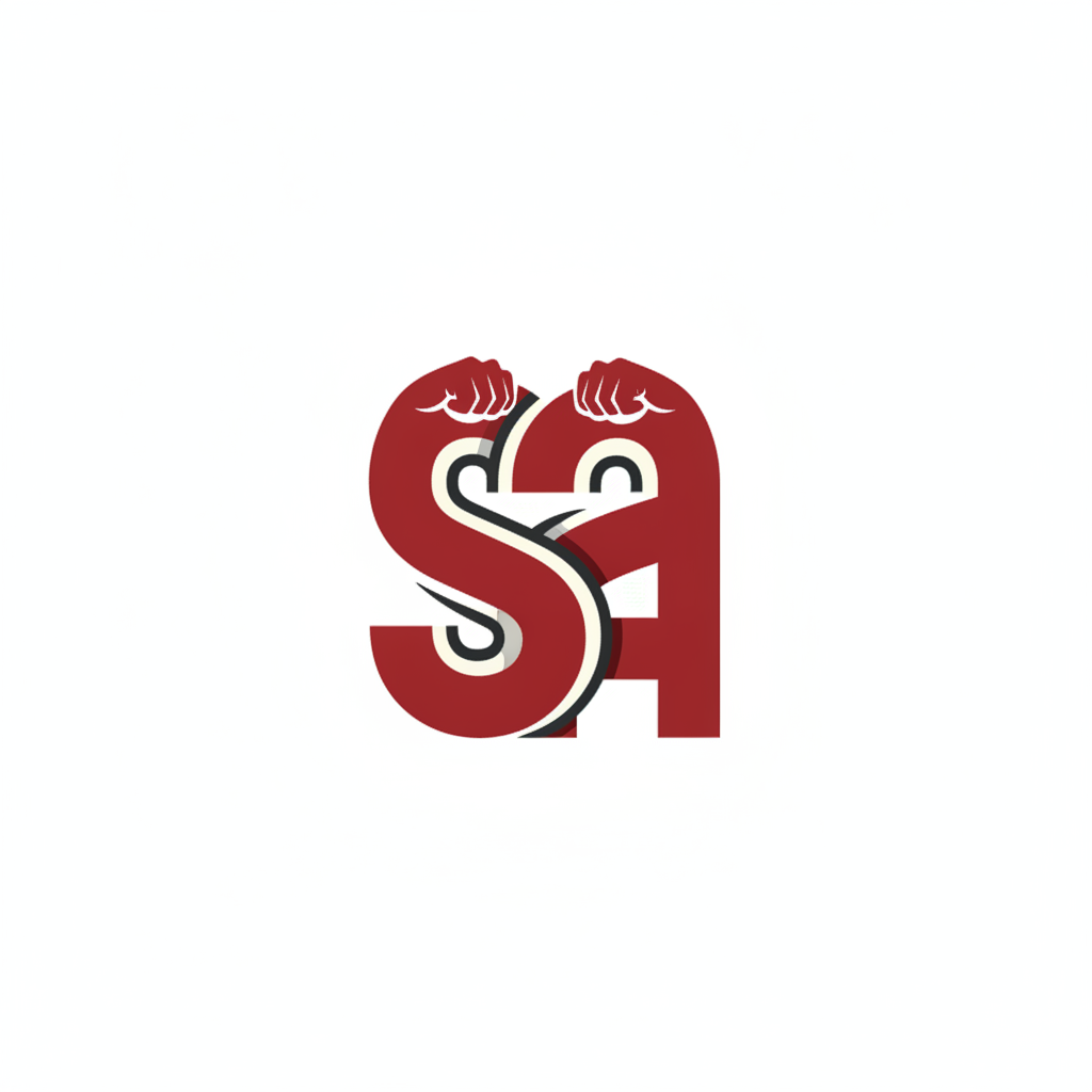Logo Sponsor Actif : les lettres S et A entrelacées comme des bras de combattant levés en victoire